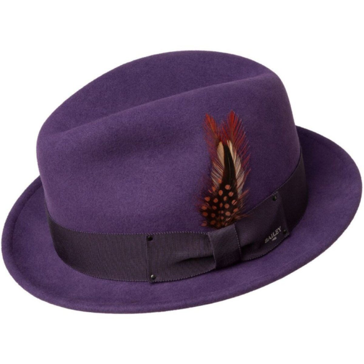 Fialový vlněný klobouk trilby - Bailey Tino