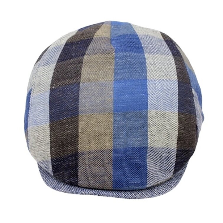 Pánská lněná kostkovaná modrá letní bekovka