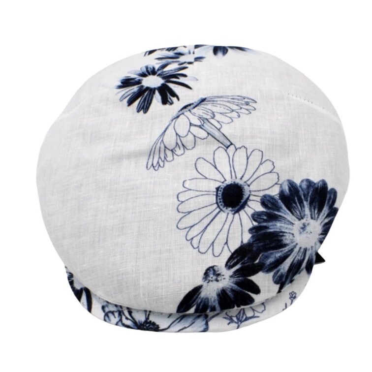 Letní lněná bekovka s květinovým vzorem