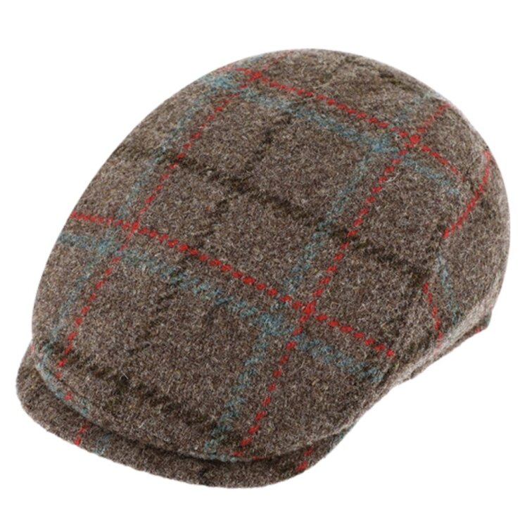 Pánská hnědá vlněná kostkovaná bekovka - Fiebig