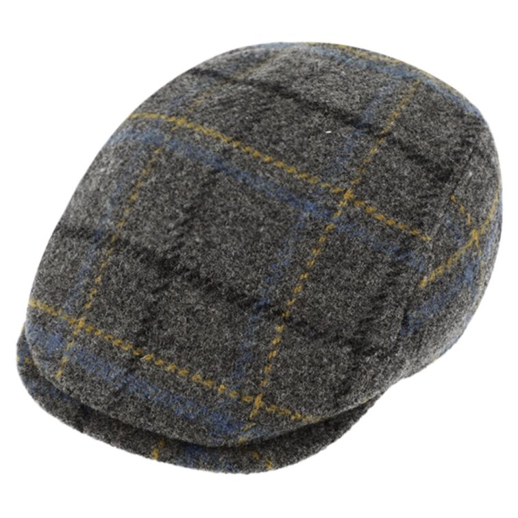 Pánská šedá vlněná kostkovaná bekovka - Fiebig