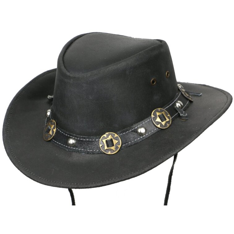 Australský černý klobouk kožený - CONCHO SCIPPIS