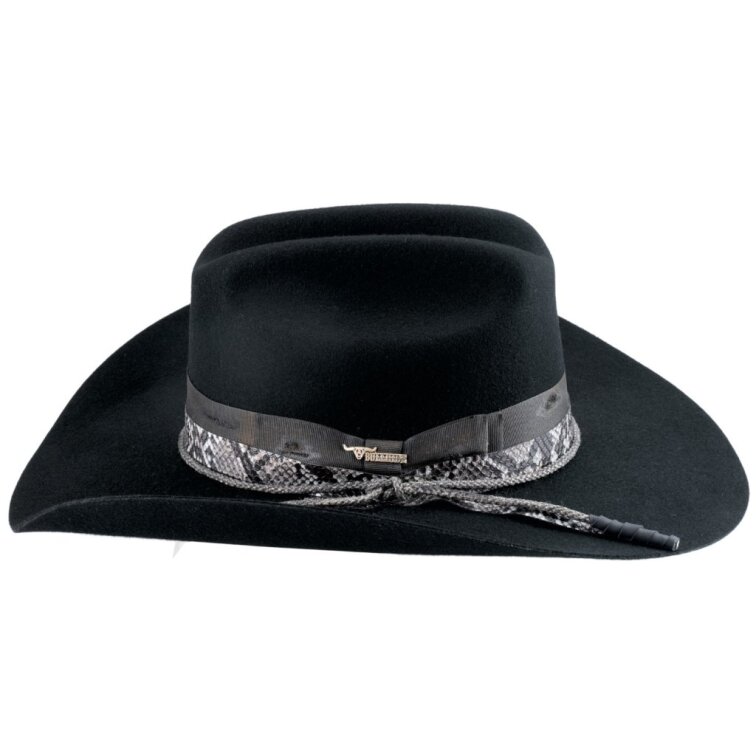 Westernový černý klobouk TEXAS HOLD 'EM – prémiová vlna, hadí vzor