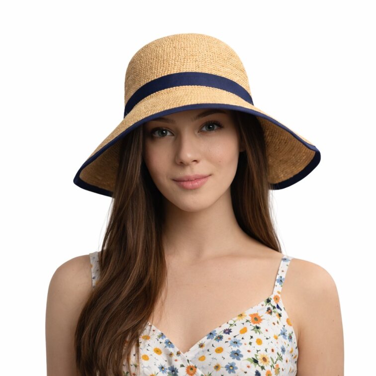 Dámský slaměný klobouk crochet s velkou tvarovatelnou krempou - Marone