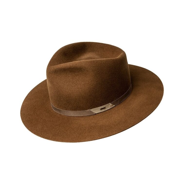 Pánský plstěný klobouk CYD - Bailey s teardrop korunou a rovnou krempou hnědý