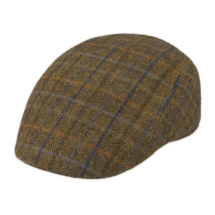 Pánská kostkovaná vlněná bekovka Cognac- Fiebig - Vlna Merino