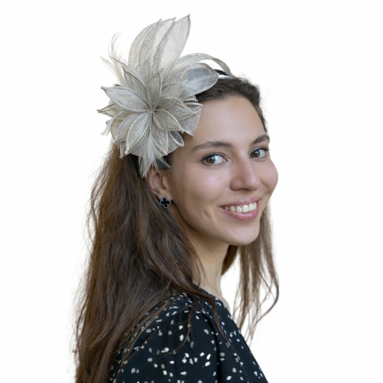 Dámský fascinator na čelence – šedý