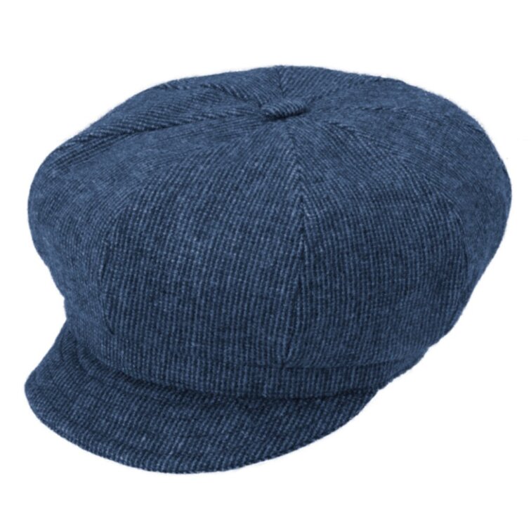 Dámská modrá zimní vlněná bekovka - Shetlandská vlna