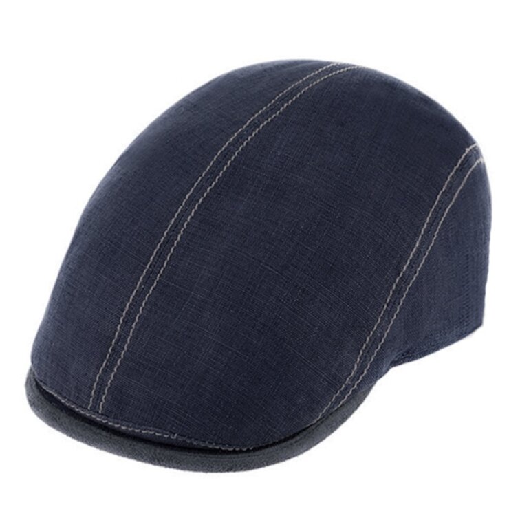 Pánská lněná bekovka Fiebig – modrá, UV 50