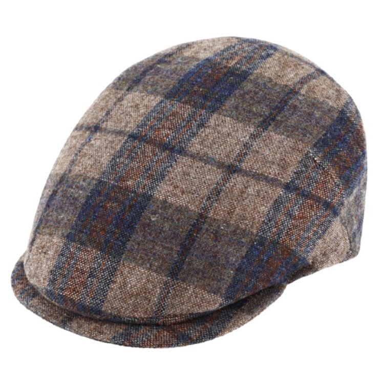 Pánská hnědá kostkovaná vlněná podzimní bekovka - Fiebig