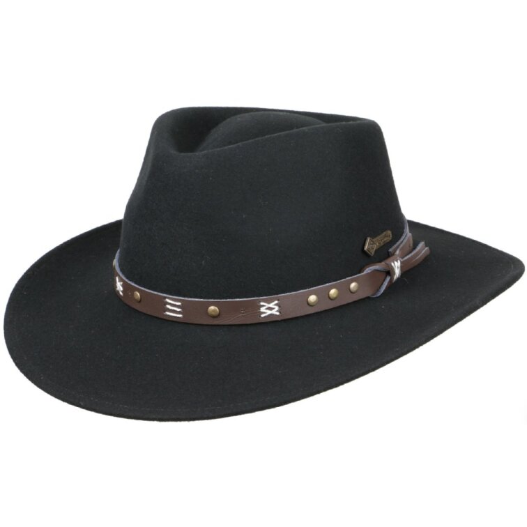 Vlněný klobouk s koženou stuhou - Scippis Emerald