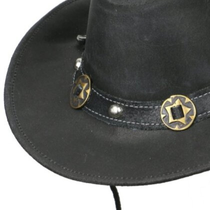 Australský černý klobouk kožený - CONCHO SCIPPIS