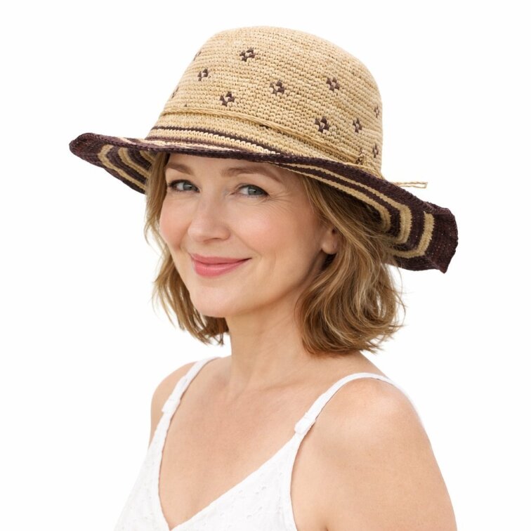 Dámský hnědý letní nemačkavý slaměný klobouk