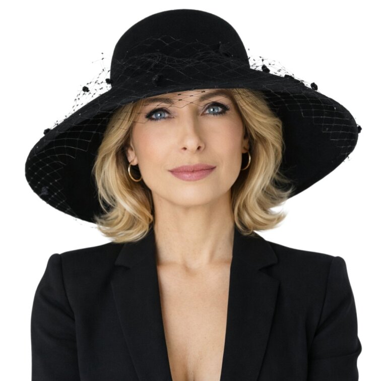 Dámský černý klobouk se závojem
