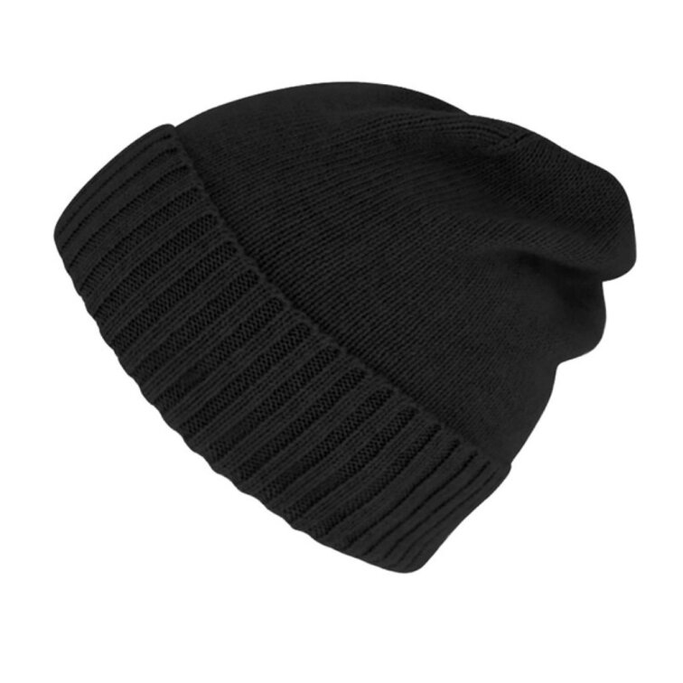 Černá merino čepice Fiebig – volnější střih