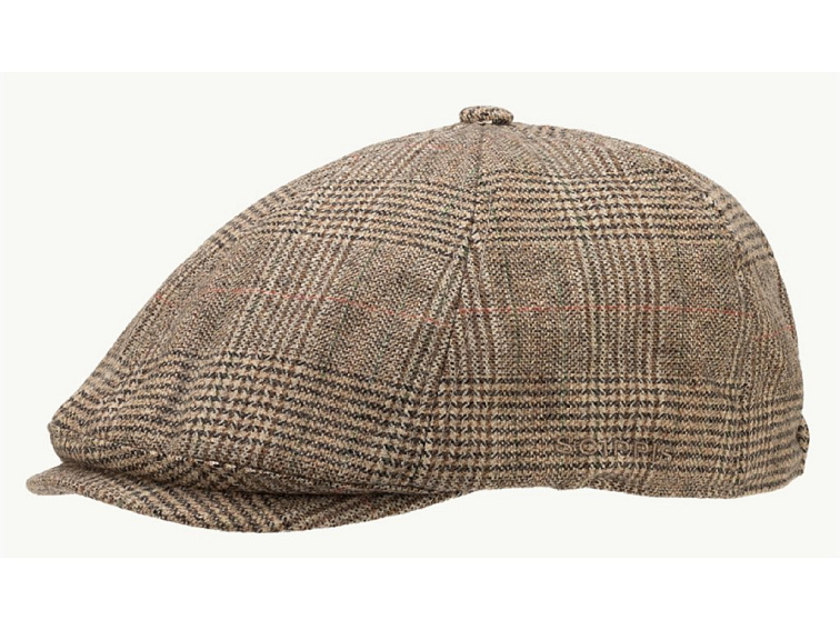 Pánská hnědá 6-dílná bekovka s nápadným vzorem rybí kosti - GREENOCK CAP SCIPPIS