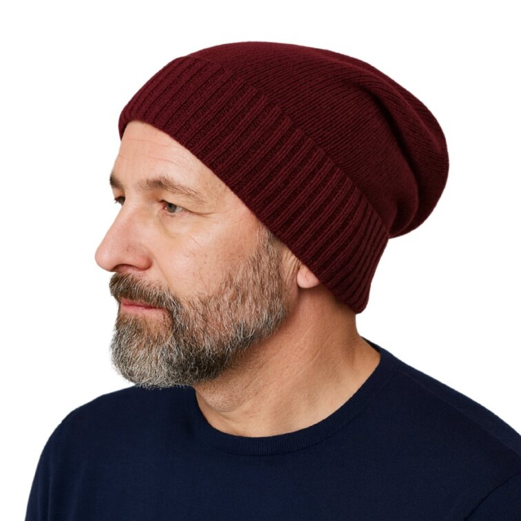 Bordo merino čepice Fiebig – volnější střih