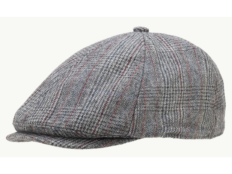 Pánská šedá 6-dílná bekovka s nápadným vzorem rybí kosti - GREENOCK CAP SCIPPIS