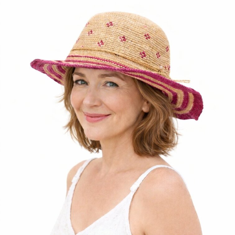 Dámský nemačkavý slaměný klobouk s tvarovatelnou krempou