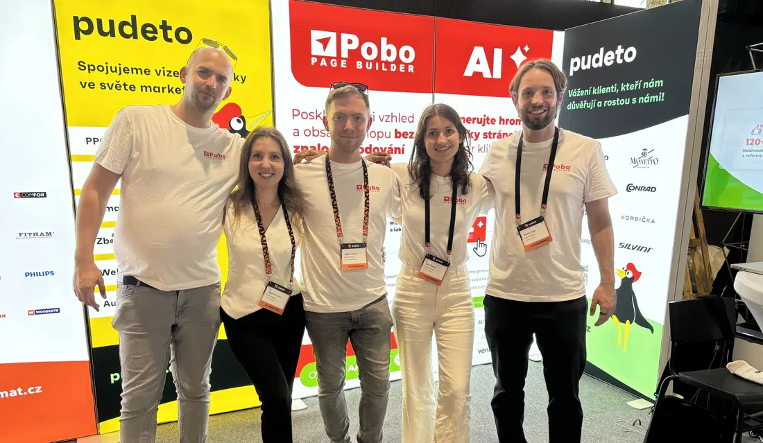 The shared Pobo and Pudeto booth at a conference