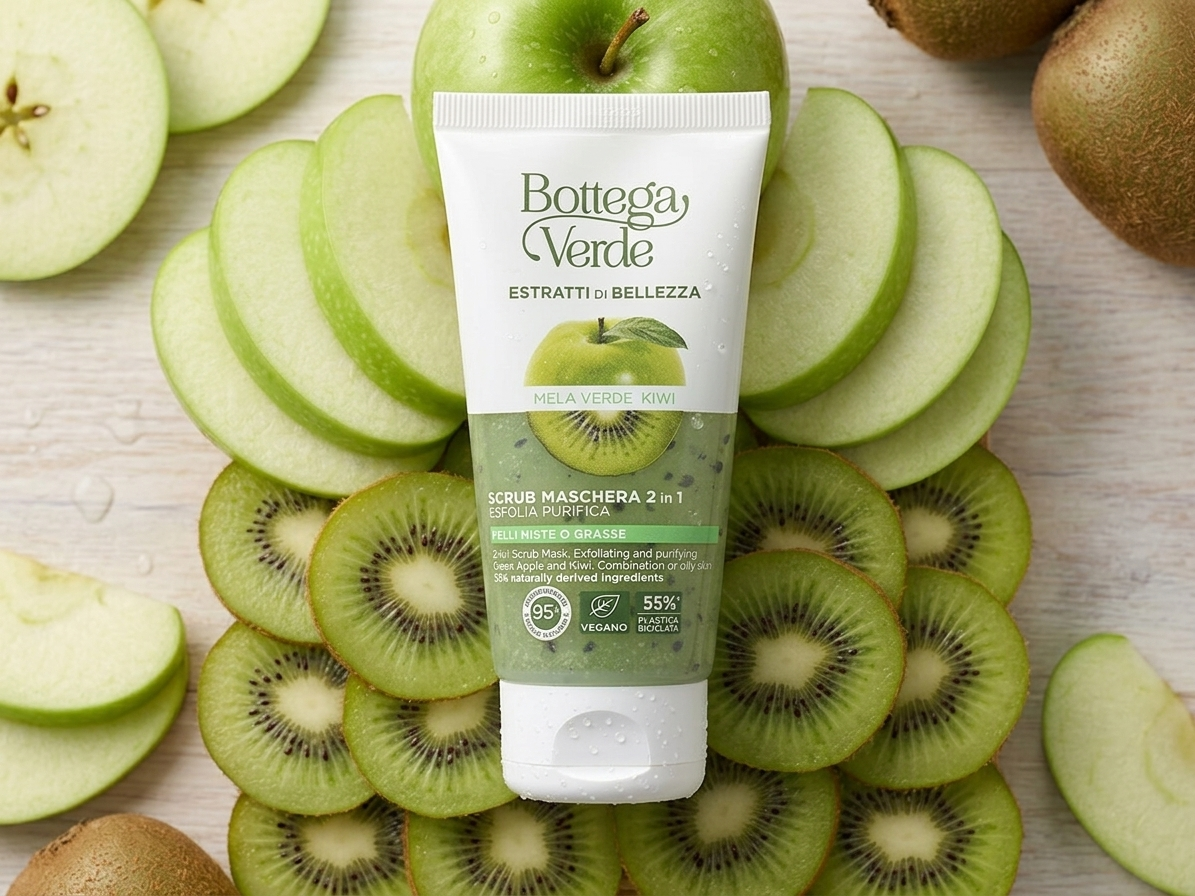 Bottega Verde EXTRAKTE FÜR SCHÖNHEIT - Grüner Apfel und Kiwi - Peelingmaske 2 in 1