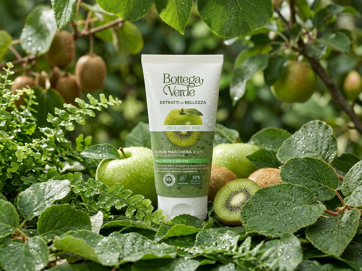 Bottega Verde EXTRAKTE FÜR SCHÖNHEIT - Grüner Apfel und Kiwi - Peelingmaske 2 in 1