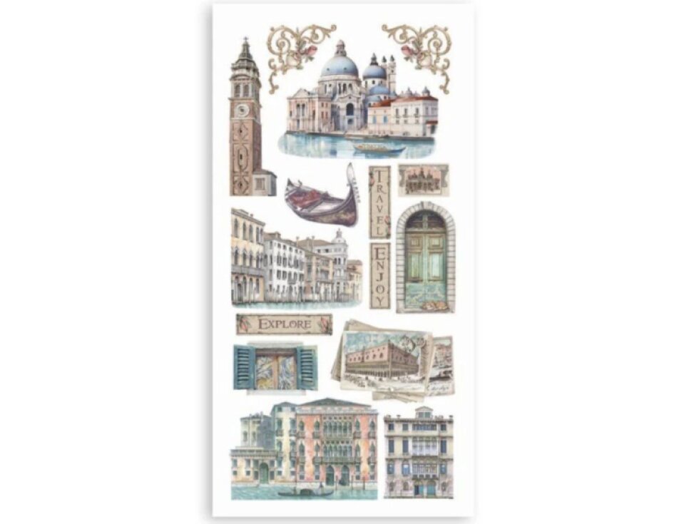 Papírové výřezy Stamperia Venice City 15x30,5cm - 4ks