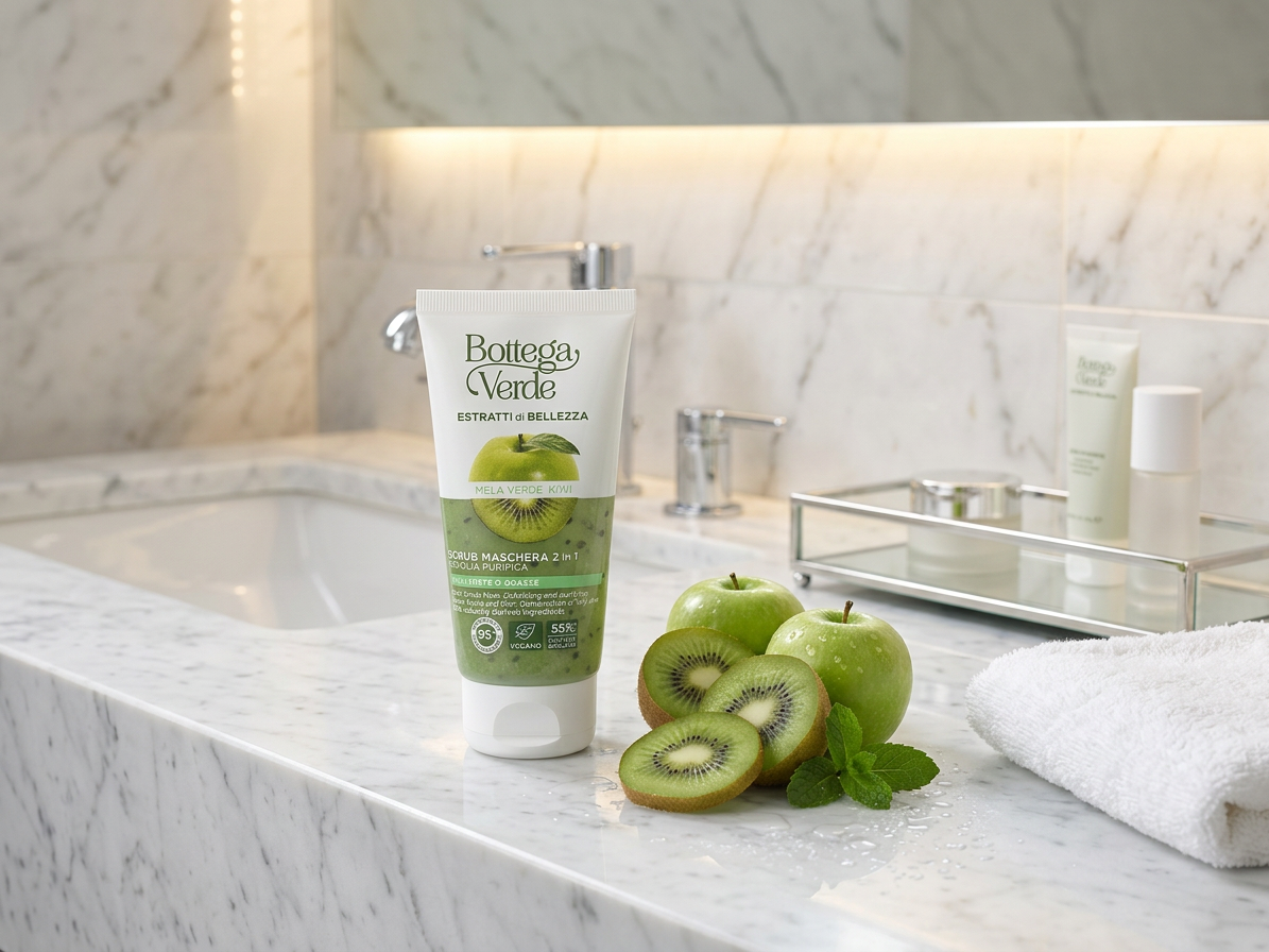 Bottega Verde EXTRAKTE FÜR SCHÖNHEIT - Grüner Apfel und Kiwi - Peelingmaske 2 in 1