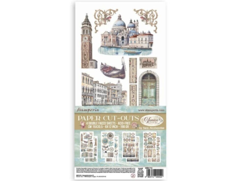 Papírové výřezy Stamperia Venice City 15x30,5cm - 4ks