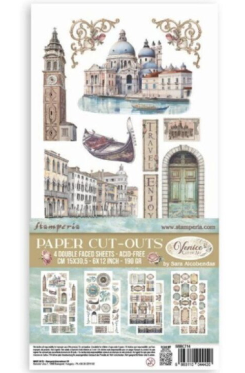 Papírové výřezy Stamperia Venice City 15x30,5cm 4ks