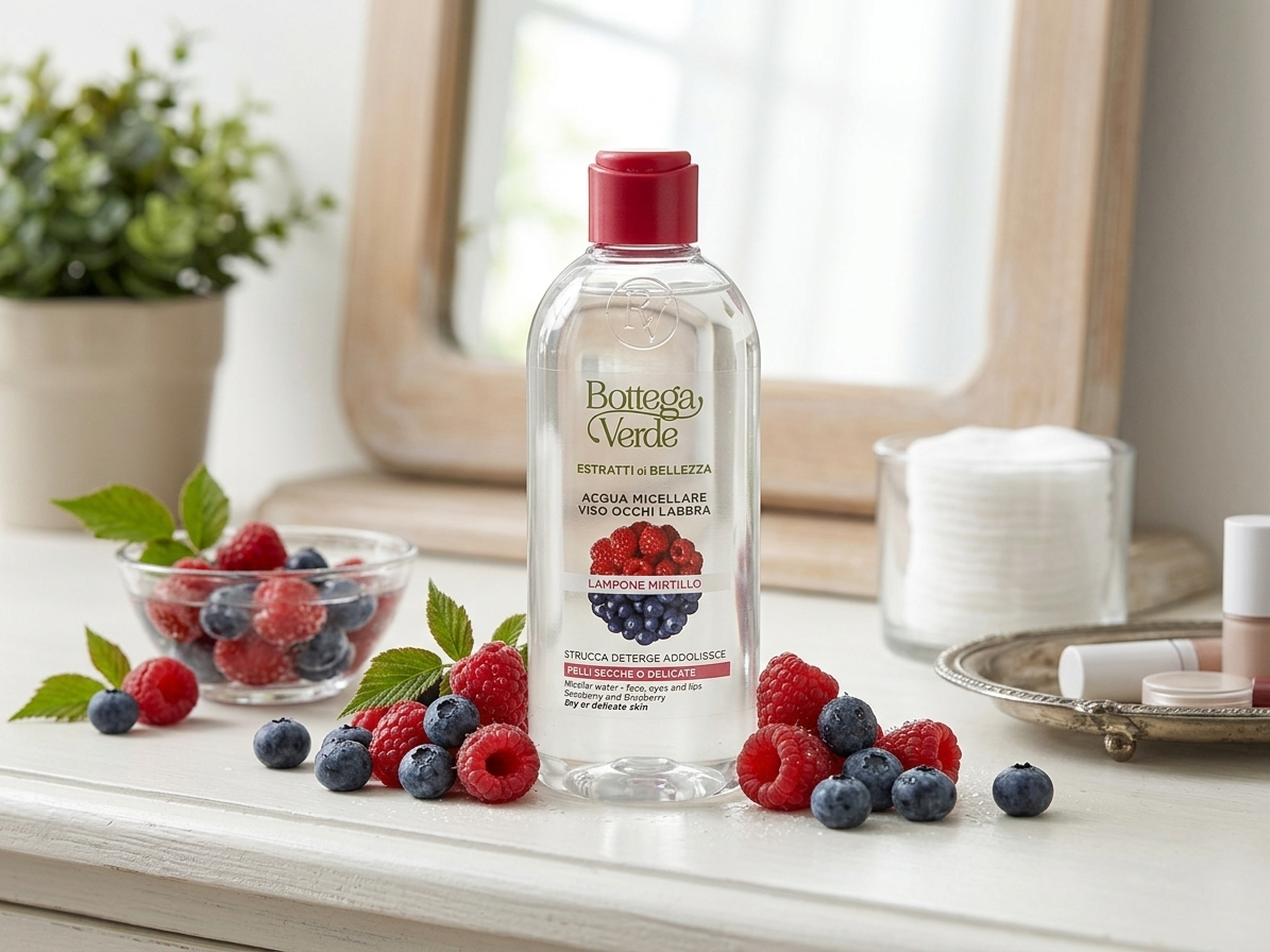 Bottega Verde BEAUTY EXTRACTS - Raspberry and Blueberry - Micellar water for face, eyes and lips