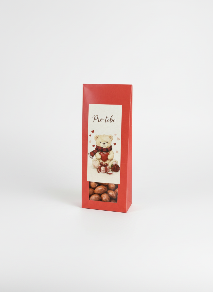 Mandle v čokoládě se skořicí - Dárková krabička Medvídek 80g