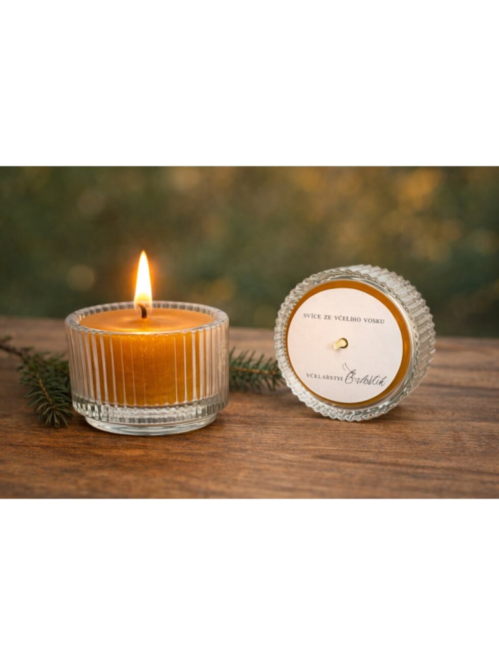 Čajová svíce Včelí vosk Vroubkovaná - Včelařství Balaštík