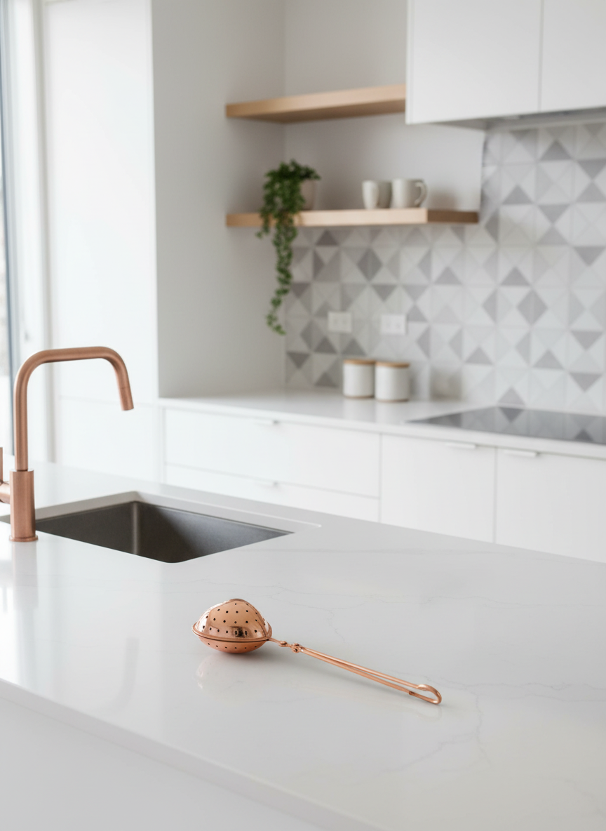 Stylové čajové cedítko Srdíčko rosé pro milovníky čaje