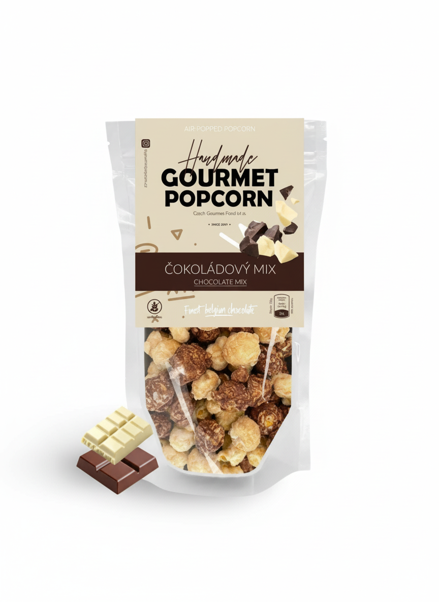 Gourmet Popcorn Čokoládový mix 70g s belgickou čokoládou