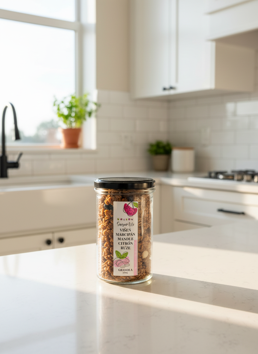 Višňová granola s marcipánem a růžemi Sugar Life