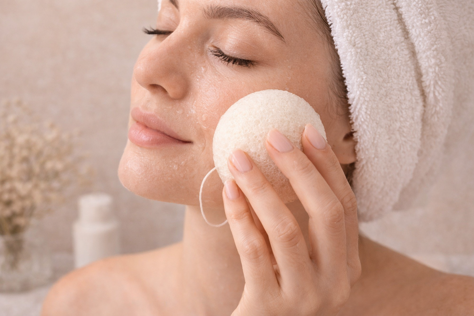 Konjaková houbička - Bílá, 100% přírodní péče