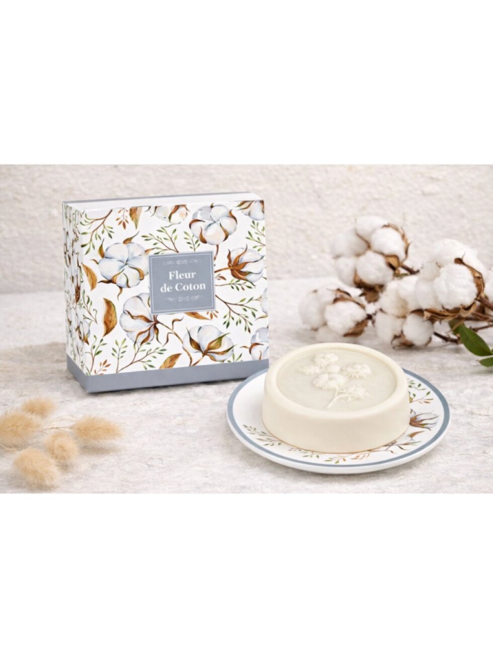 Luxusní tuhé mýdlo s mýdlenkou - Květ bavlníku, 100g