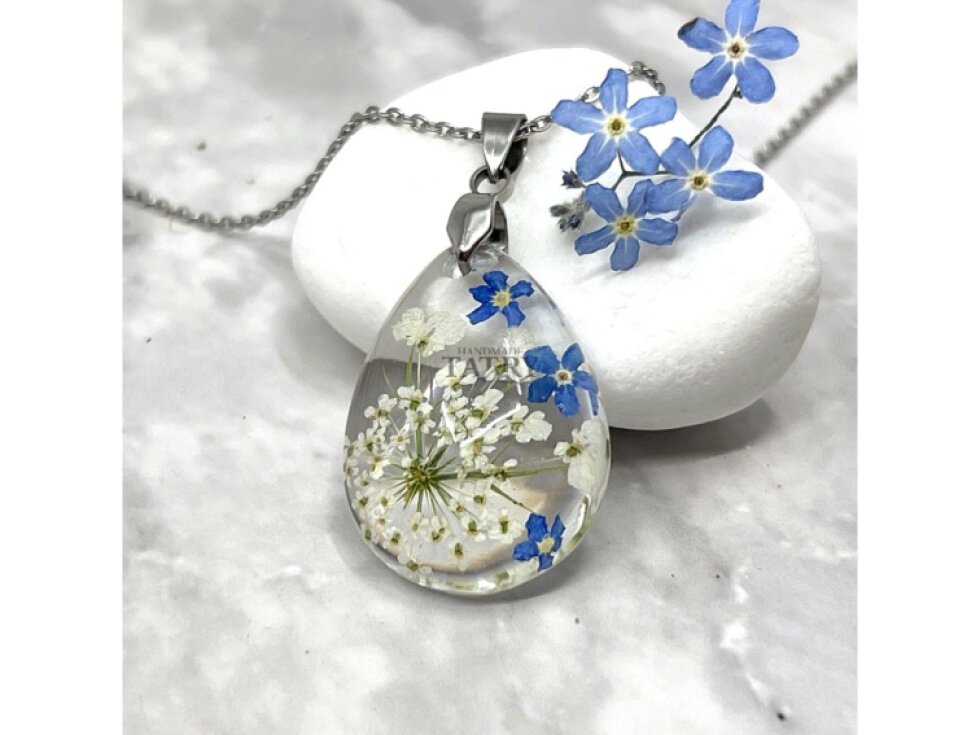 Náhrdelník Nezábudka a Čipka Kráľovnej Anny Kvapka L