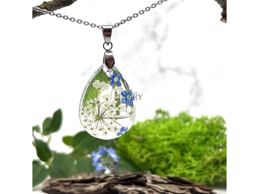 Náhrdelník Nezábudka a Čipka Kráľovnej Anny Kvapka L