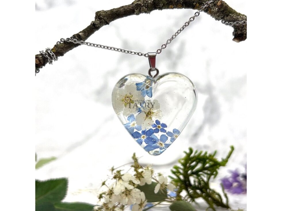 NÁHRDELNÍK NEZÁBUDKA A TAVOLNÍK SRDCE XL