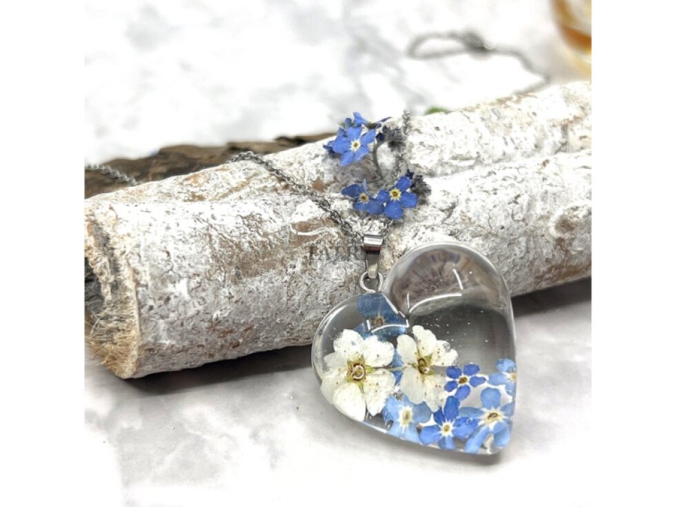 NÁHRDELNÍK NEZÁBUDKA A TAVOLNÍK SRDCE XL