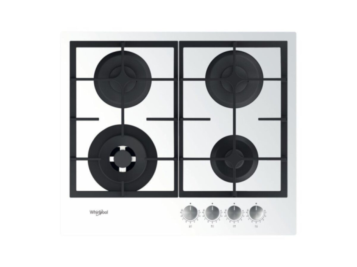 Whirlpool GOFL 629 WH – plynová varná deska 60 cm s Power Burner 3,5 kW, MultiLevel Flame a litinovými rošty