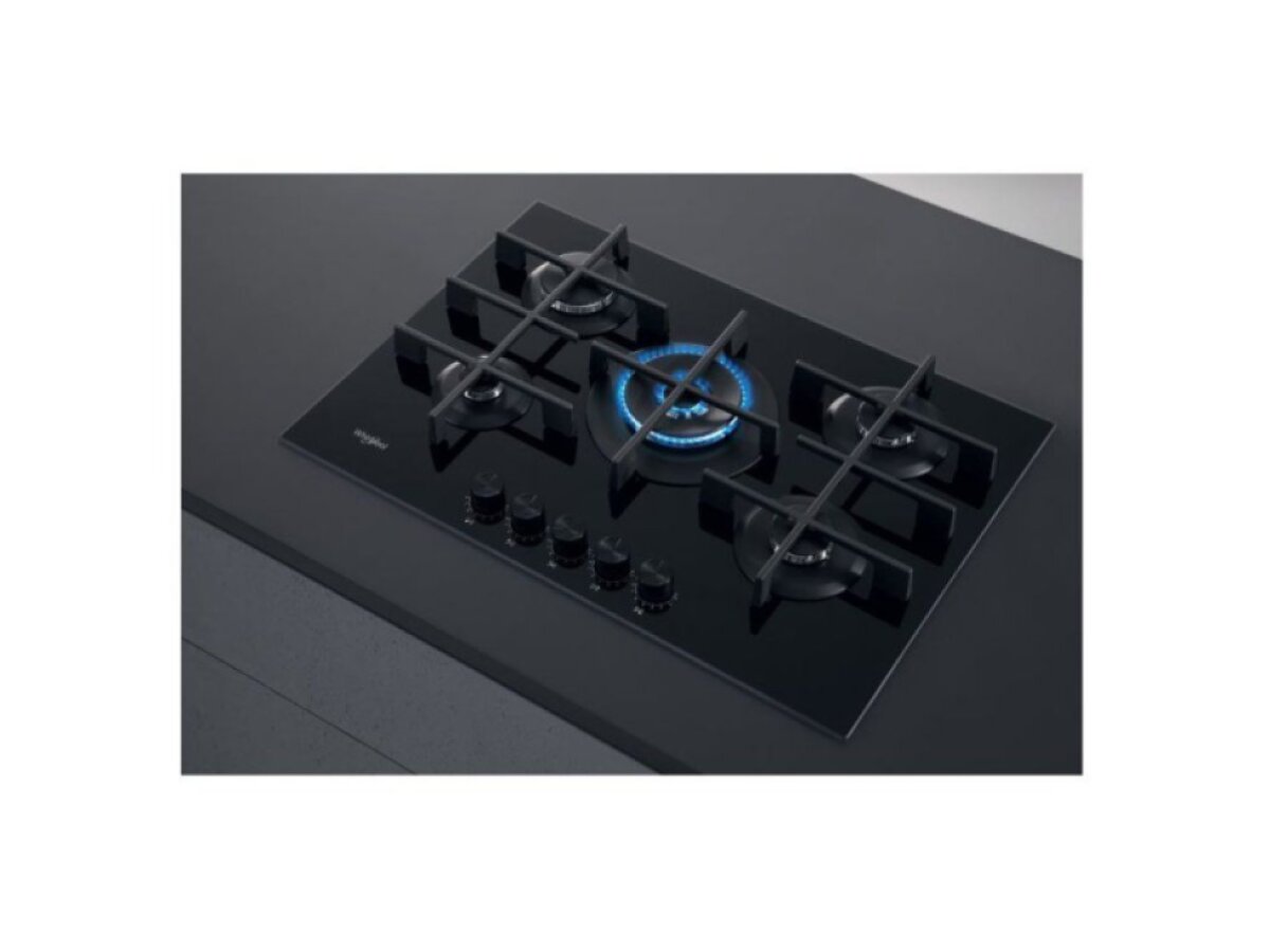 Whirlpool GOWL 728 NB – plynová varná deska 75 cm s 5 hořáky, Power Burner 4000 W a MultiLevel Flame