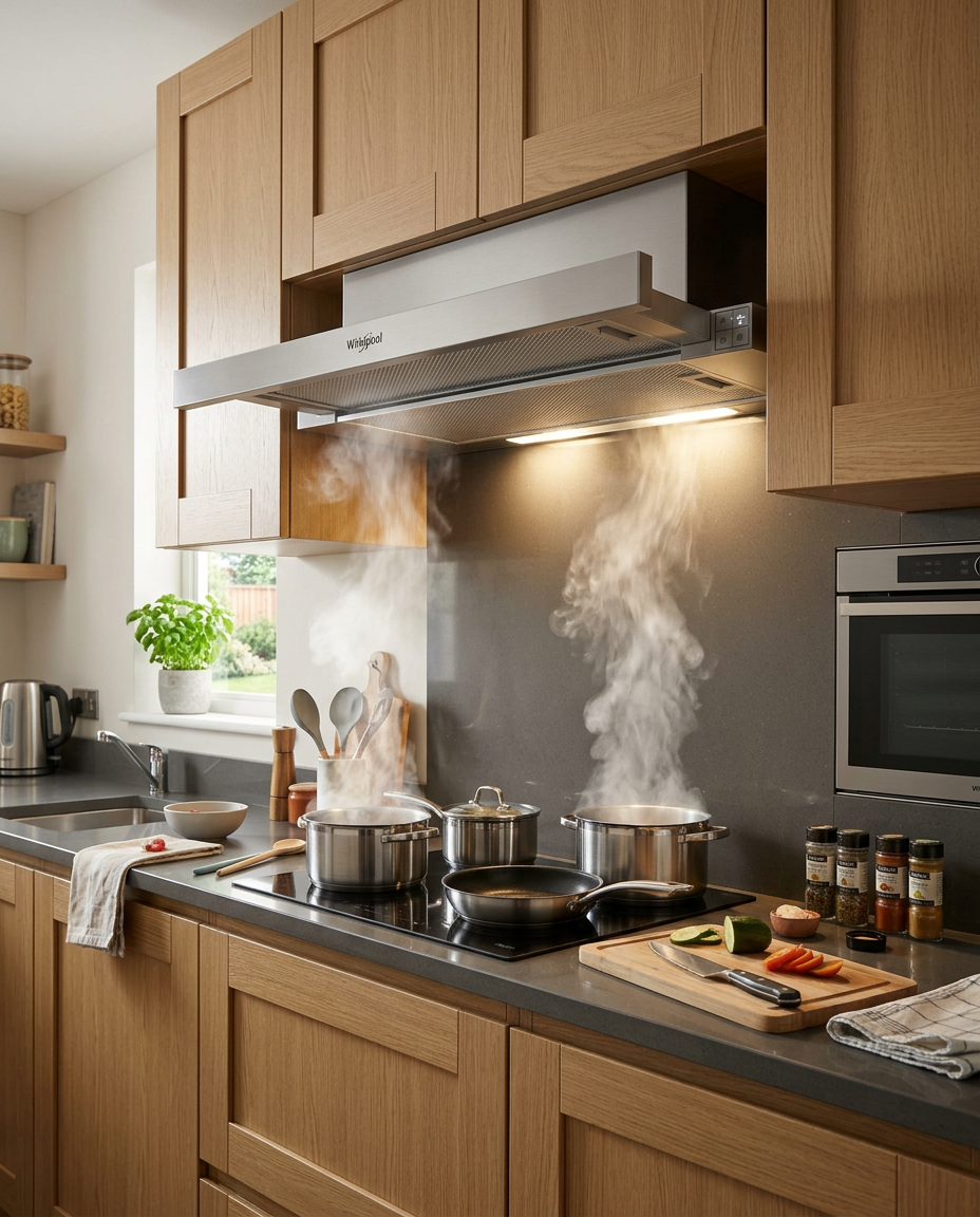 Whirlpool AKR 749/1 IX – vestavný výsuvný odsavač par 60 cm, LED osvětlení a 3 stupně výkonu