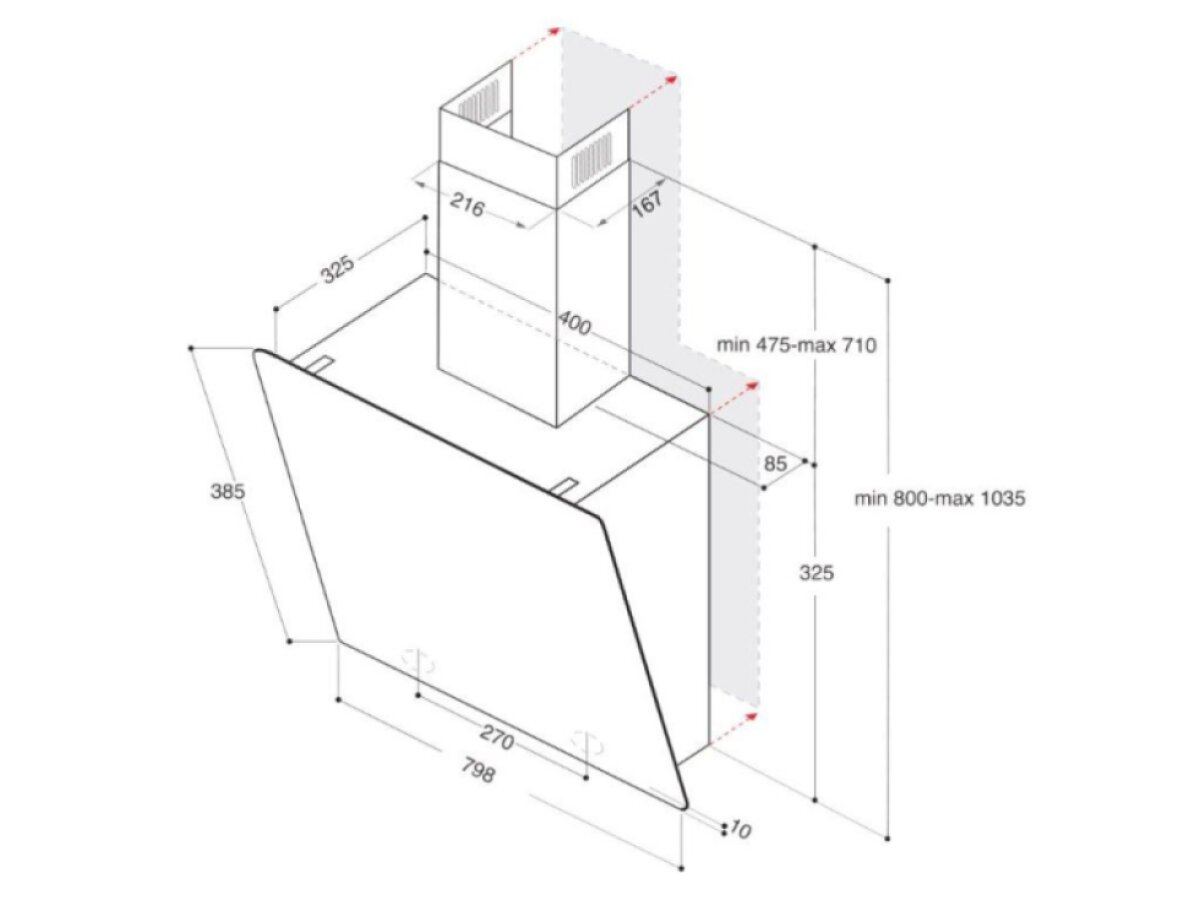 Whirlpool WHVP 82F LT K nástěnný odsavač par 80 cm, Perimeter, Booster a dotykové ovládání