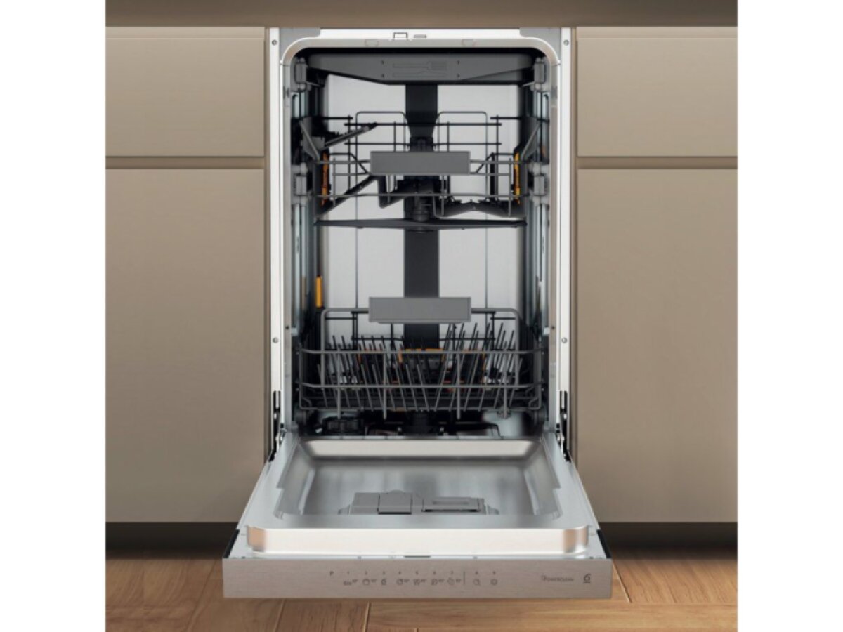 Whirlpool WH6PC11BS7A0 vestavná úzká myčka nádobí 45 cm, 11 sad, třída C a NaturalDry