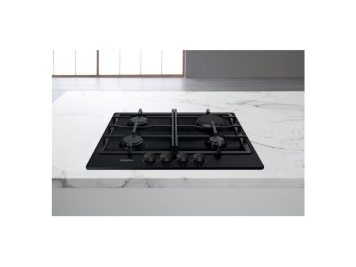 Whirlpool TGML 660 NB – plynová varná deska 60 cm se 4 hořáky, litinovými rošty a MultiLevel Flame