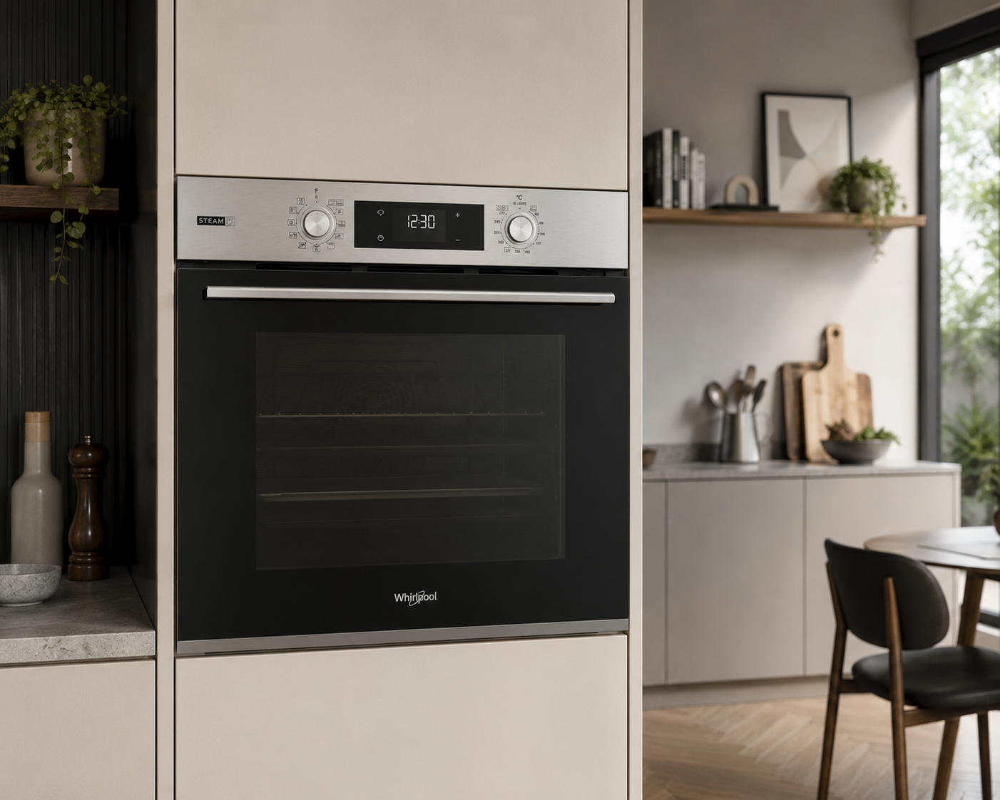 Whirlpool OMSK58RU1SX vestavná elektrická trouba s funkcí Steam+ a pyrolytickým čištěním, nerez