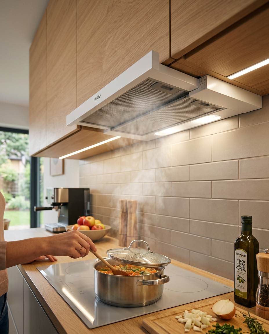 Whirlpool AKR 749/1 WH vestavný výsuvný odsavač par 60 cm, LED osvětlení a 3 stupně výkonu